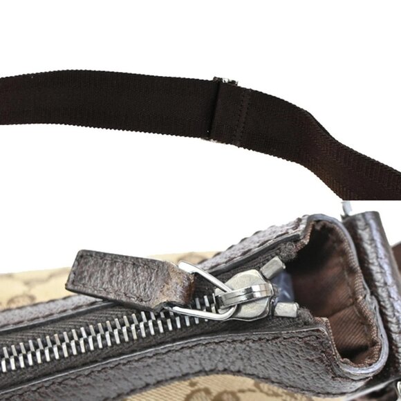 GUCCI GG Pattern Half Moon Shoulder Bag Canvas Leather Beige SHW Italy 70DA218 - Picture 7 of 14